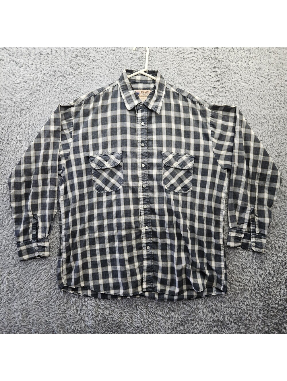 BIG MAC Vintage Shirt Workwear 2XL Thin Cotton Plaid Check *Collar inner scuff